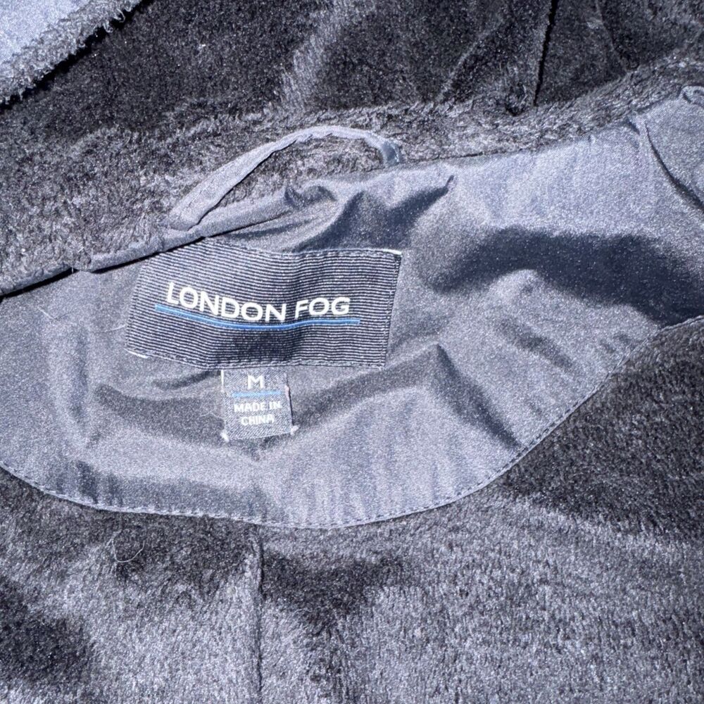 Women’s London Fog Black Size Med Hooded Jacket Zipper Close Pockets - Picture 3 of 8